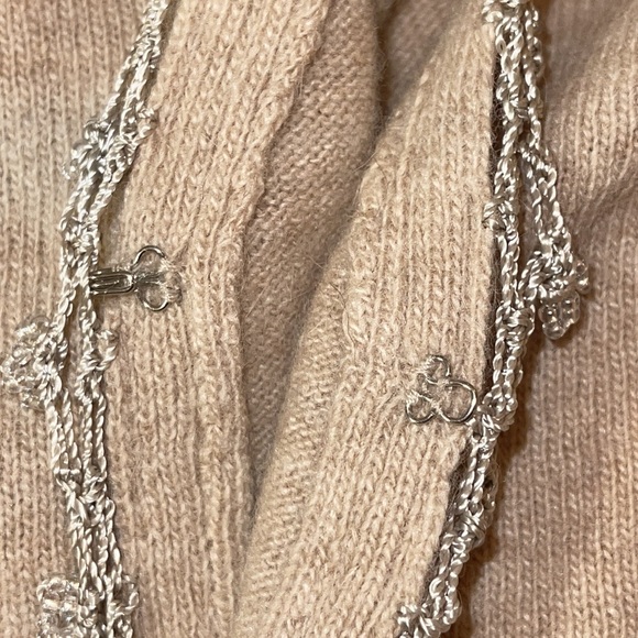 Laura Ashley Beige Hook & Eye Beaded Crochet Cardigan Sweater 8 - Picture 8 of 14